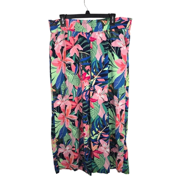 {LOFT} Fluid Wide Leg Crop Pants in Palm Print - Size XL - Picture 3 of 12